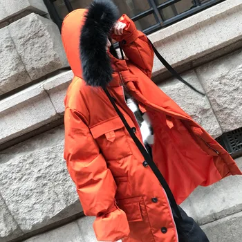 

Winter Coat Women Thicken Down Cotton Long Jacket Raccoon Fur Collar Parkas 2018 Warm Hooded Wadded Outerwear Plus Size J298