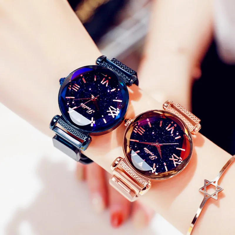 

2019 Hot Popular Korea New Design Watch Creative Concise Star Dial Clock Steel Mesh Magnet Buckle Student Quartz Watch