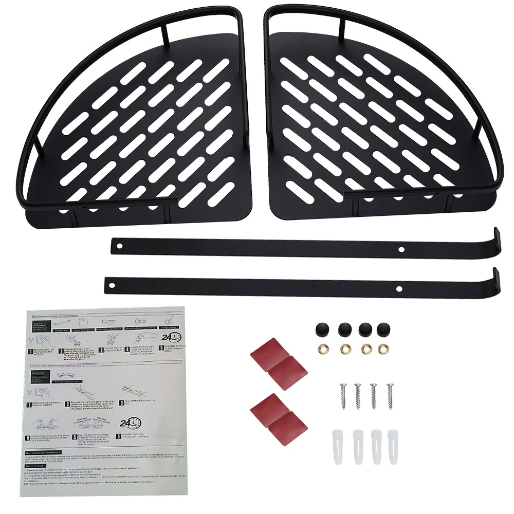Черная двухслойная треугольная корзинка, настенная угловая вешалка, полки для ванной, аксессуары для ванной, органайзер для хранения