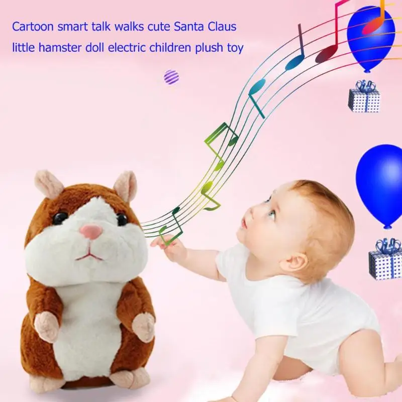 Говорящий хомяк мышь игрушка плюшевая музыка говорящая звуковая Запись Хомяк обучающая плюшевая игрушка для домашних животных для детей Рождественский подарок