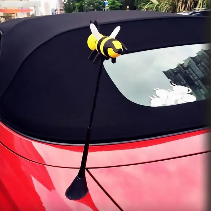 

Cute Car Antenna Toppers Lovely Smiley Honey Bumble Bee Aerial Balls Antenna Topper Auto Exterior Vehicle Roof Decor