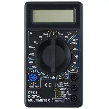 

DT838 LCD Digital Multimeter AC DC Voltage Current Diode Resistance Temperature Tester