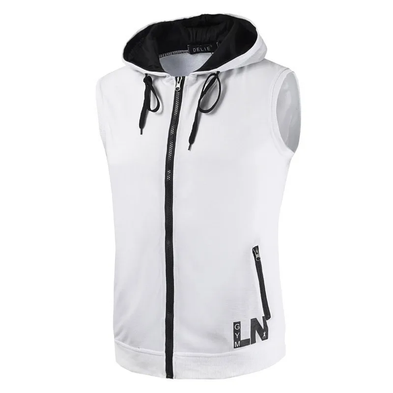 luogen Sleeveless Men Hooded Pullover Zipper Custom Logo Desgin Cardigan Hoodie Teens Tops Off White Sweatshirts Street Wear