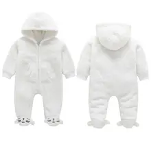 Newborn Baby Boy Girl Fuzzy Hooded Romper Babies Winter Warm Zipper Jumpsuit Outfits Set Clothes 0-12M