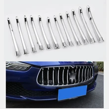 12Pcs Set Car Front Grill Decor Bright Strip Silver ABS Chrome font b Exterior b font