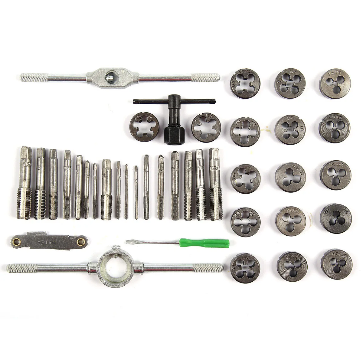 

40 Pcs Adjustable Tap Die Wrench Threaded Cutting Set M3-M12 Pro Metric Plug Tap Threaded Cutters Tool