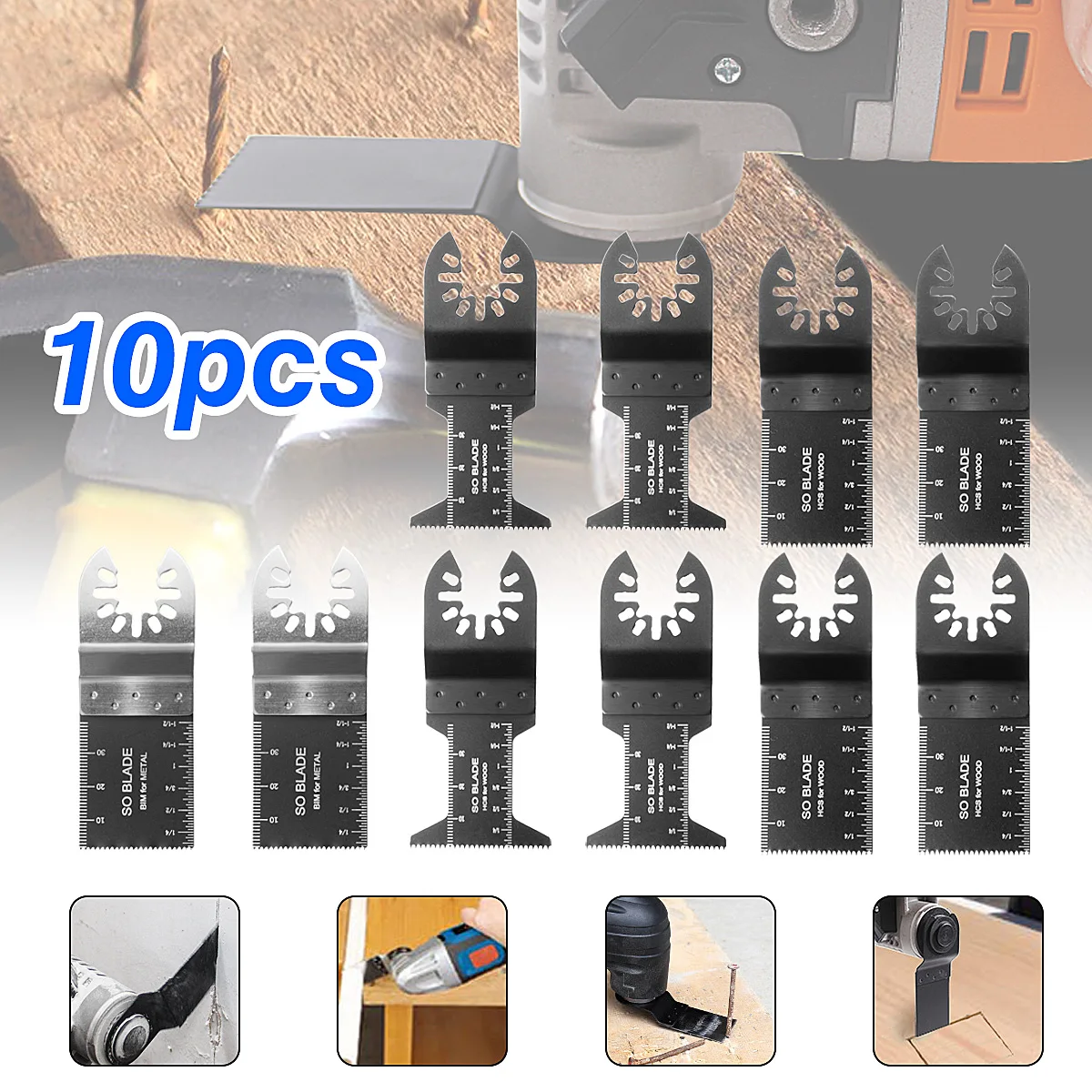 

10Pcs Multitool Saw Blade Oscillating Blade Multi Tool Saw For Renovator For Bosch,Fein Multimaster Wood Cutting Accessories Kit