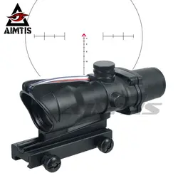 AIMTIS Охота Прицел ACOG 4X32 настоящий волоконный оптика красный зеленый подсветкой шеврон Стекло гравированный сетка тактический оптический