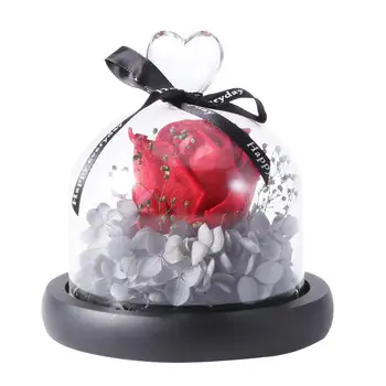 

1pc Artificial Flower Glass Dome Blooming Preserved Handmade Flower Fake Flower for Wedding ValentineDay Birthday