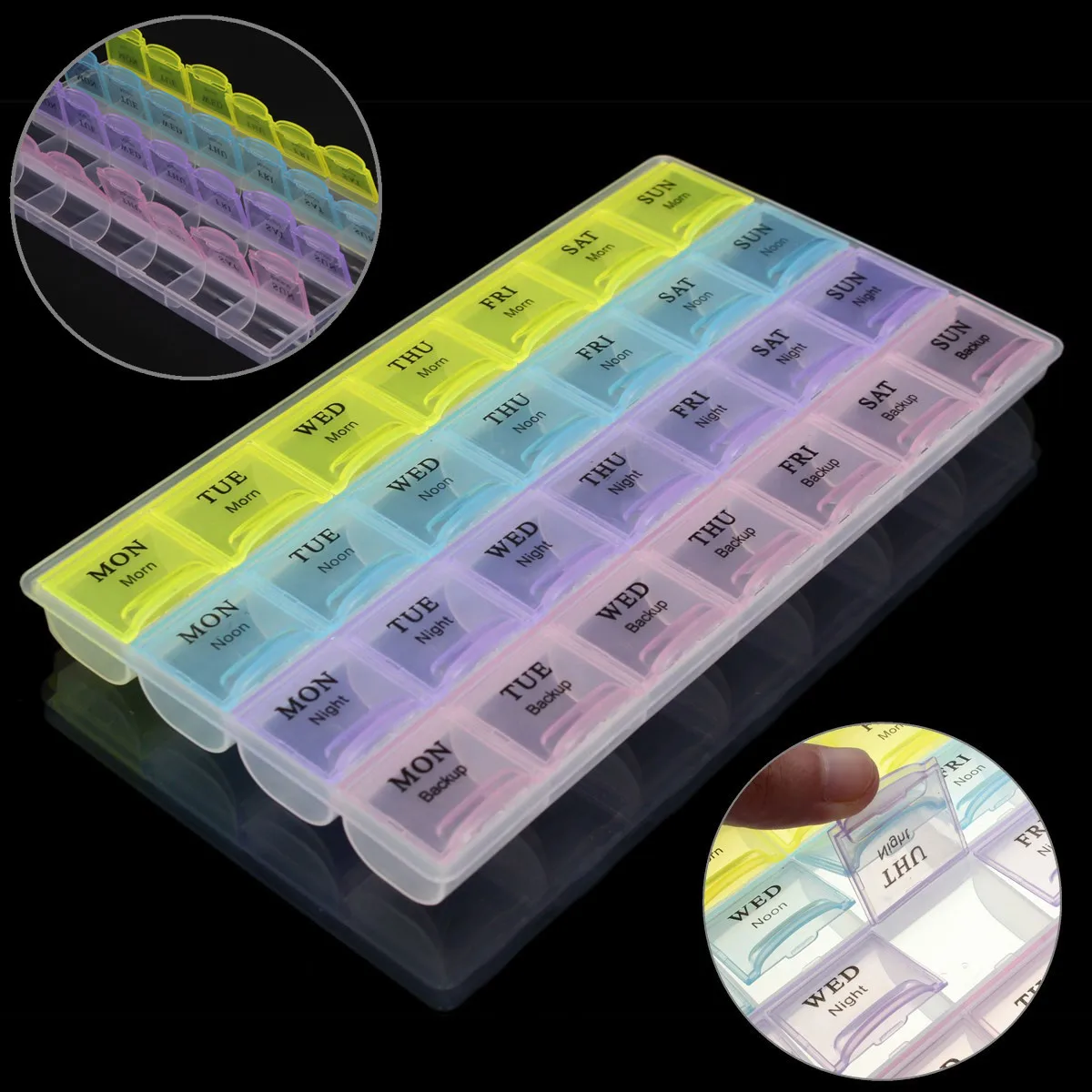 

7 Day Weekly Large Pill Medicine Storage Box Case Organiser With 28 Separate Compartments Store & Track lots of Medicine