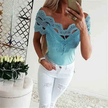 

Women Solid Color T Shirt 2019 New Arrival Casual Lace Hollow Out Slim Fit T-Shirt Top Ladies Sleeveless Skinny Tops T-shirts