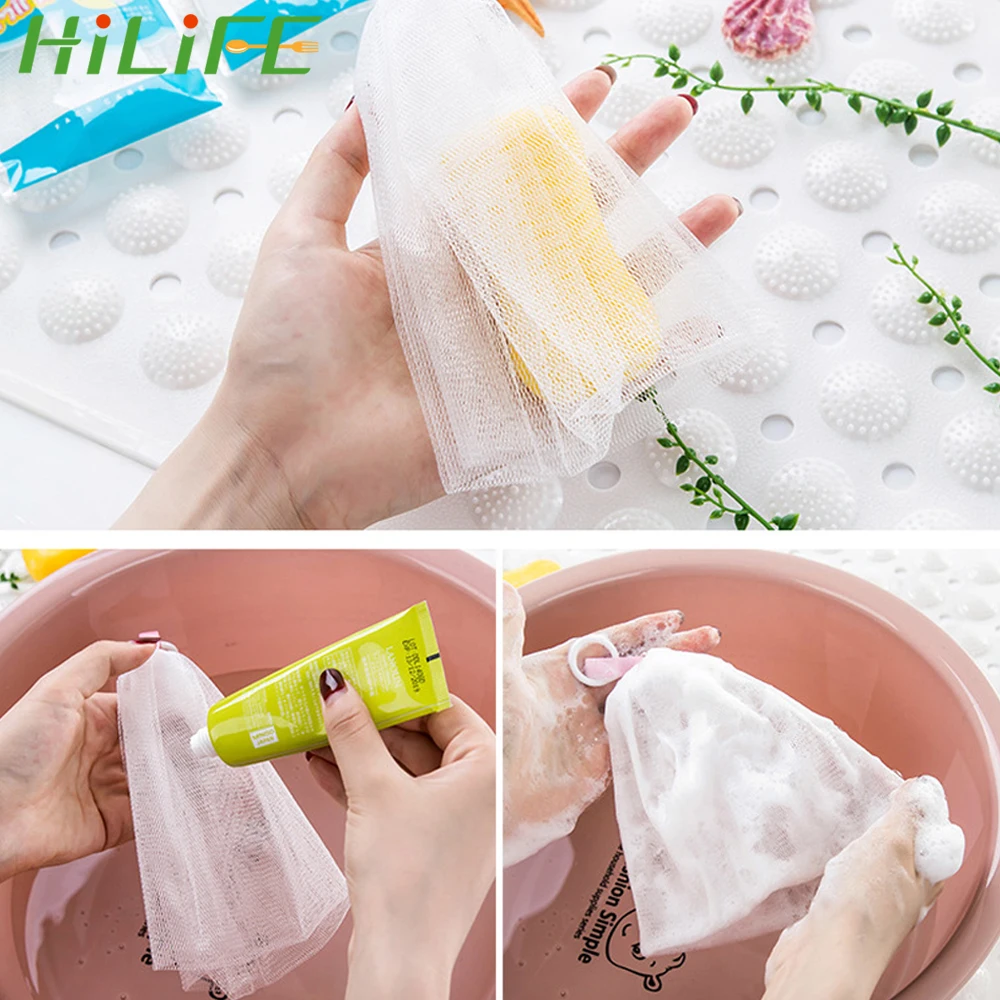 

HILIFE Bathroom Accessories Body Cleansing Nets 1 PC Bath Shower Soap Blister Bubble Mesh Wash Face Soap Foaming Net