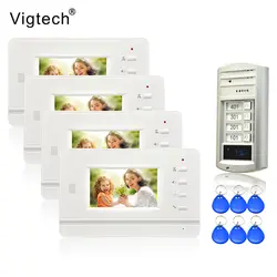 Vigtech 4,3 ''Цвет видео телефон двери 4 Мониторы с 1 домофон дверные звонки может управление дома для многоквартирных RFID камера