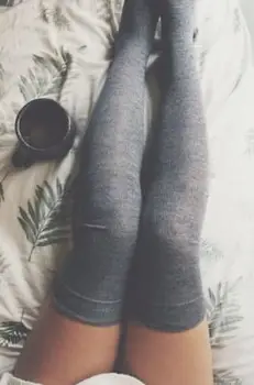 

Women Knit Cotton Over The Knee Long Socks Thigh High Socks US STOCK