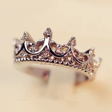 Модные Винтажные кольца Корона серебро золото кристалл сверло полые короны в форме королевы темперамент кольцо женские элегантные модные новые кольца