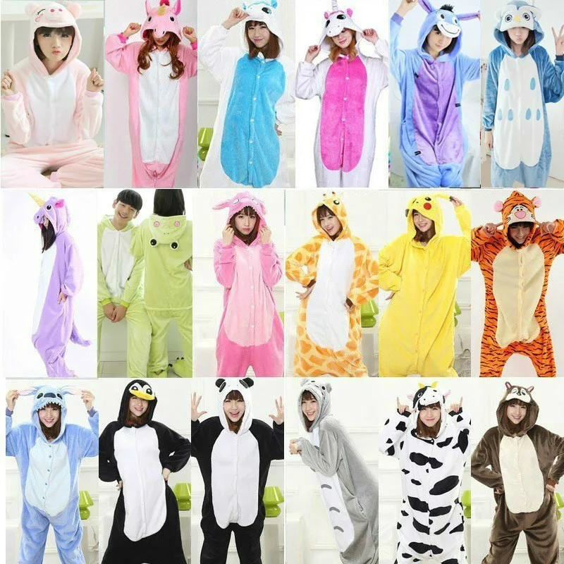 Winter New Flannel kigurumi onesies for adults Cute Pajamas Cartoon Hoodie Onesie Cosplay sleepwear Jumpsuit Sleepwear Animal