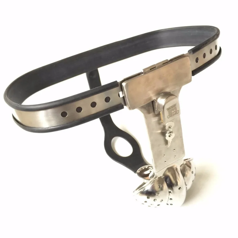 Buy New male chastity belt penis scrotum bondage cock cage stainless steel ...