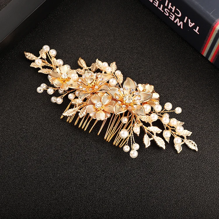 Le Liin Rhinestone Hair Comb Flower Pin Wedding Bridal Piece Decorative Metal Floral Crystal Jewels Accessory Gift | Украшения и