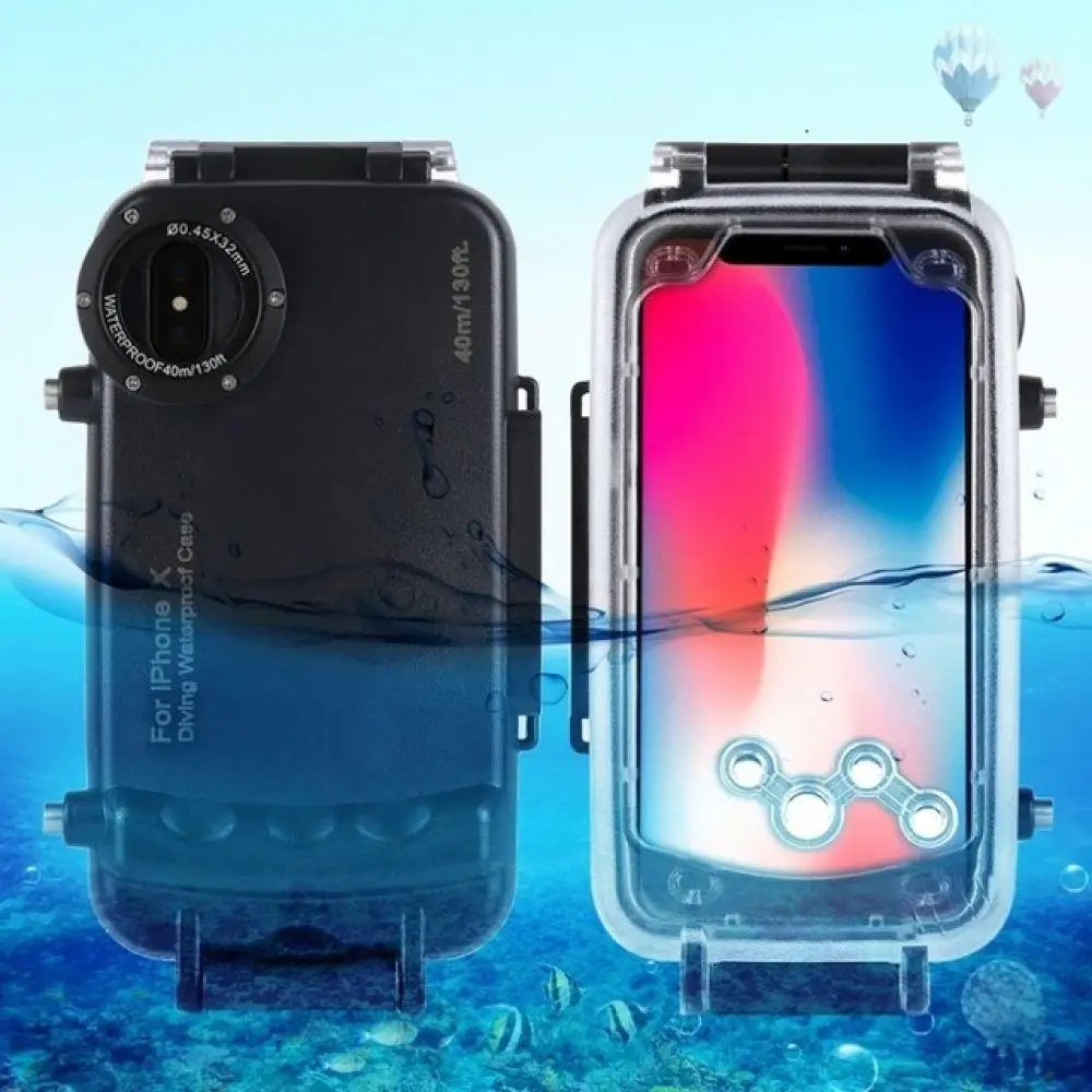 

For I XS 40m/130ft Professional Waterproof Diving Protective Housing Photo Video Underwater Cover Case for Phone x