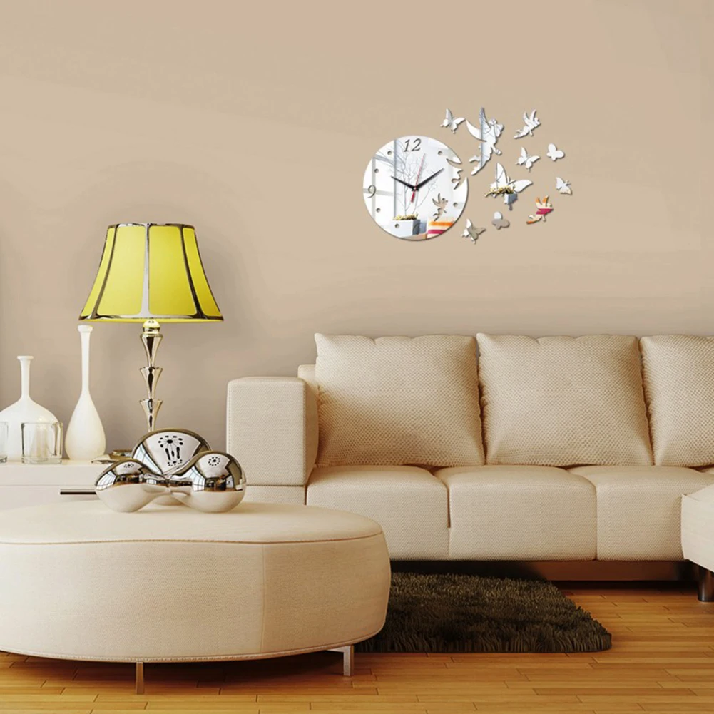 Creative 3D Angel Butterflies Wall Clock Wall Decal Clock Wall Sticker