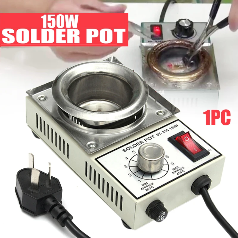 

220V 150W Solder Pot Soldering Desoldering Bath Titanium Plate ST-21CH Stainless Steel Soldering Bath Pots