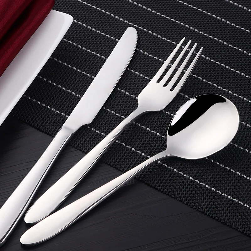 

Stainless Steel Tableware Thick Non-Magnetic Tableware Students Adult Portable Tableware Three-Piece Steak Meal And Fork Spoon