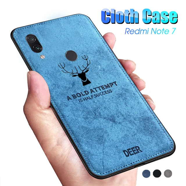 

For Xiaomi Redmi Note 7 Case Cloth Distressed Hard Back Cover Soft Frame Fabric Fundas Redmi Note 7 Pro Ksiomi not 7 Phone Cases