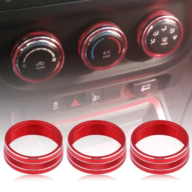 

3pcs Aluminum Alloy Air Conditioning Button Cover Decorative Twist Switch Trim for Jeep Wrangler JK JKU 2011-2018 Car Styling