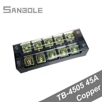 

TB-4505 Copper Connection Plate 45A 5 Position Tb Series Fixed Type Plug-in screws Electrical Terminal Block (2PCS)