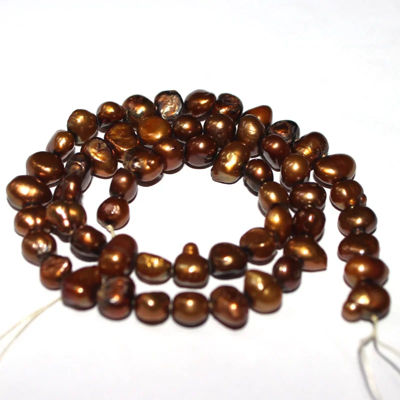 

Free Shipping 4-5mm 6-7mm 7-8mm Brown Baroque Potato Natural Freshwater Pearl Jewelry diy Making Beads 15"