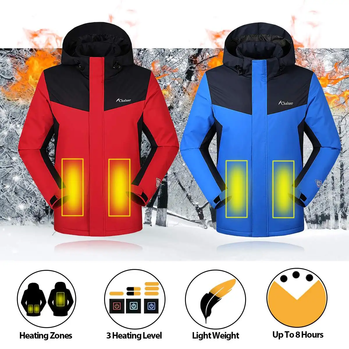 Universal Winter Heated Safety Vest Jacket USB Hooded Work Heating