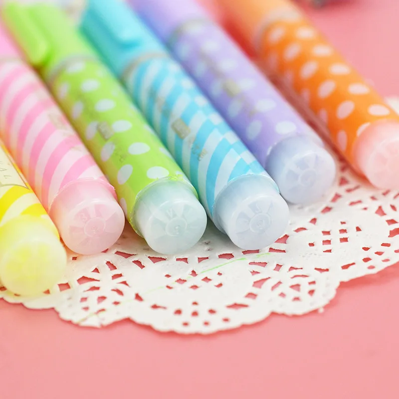 6 шт./лот милый узор в горошек полоску Пластик маркеры Kawaii ручки для краска