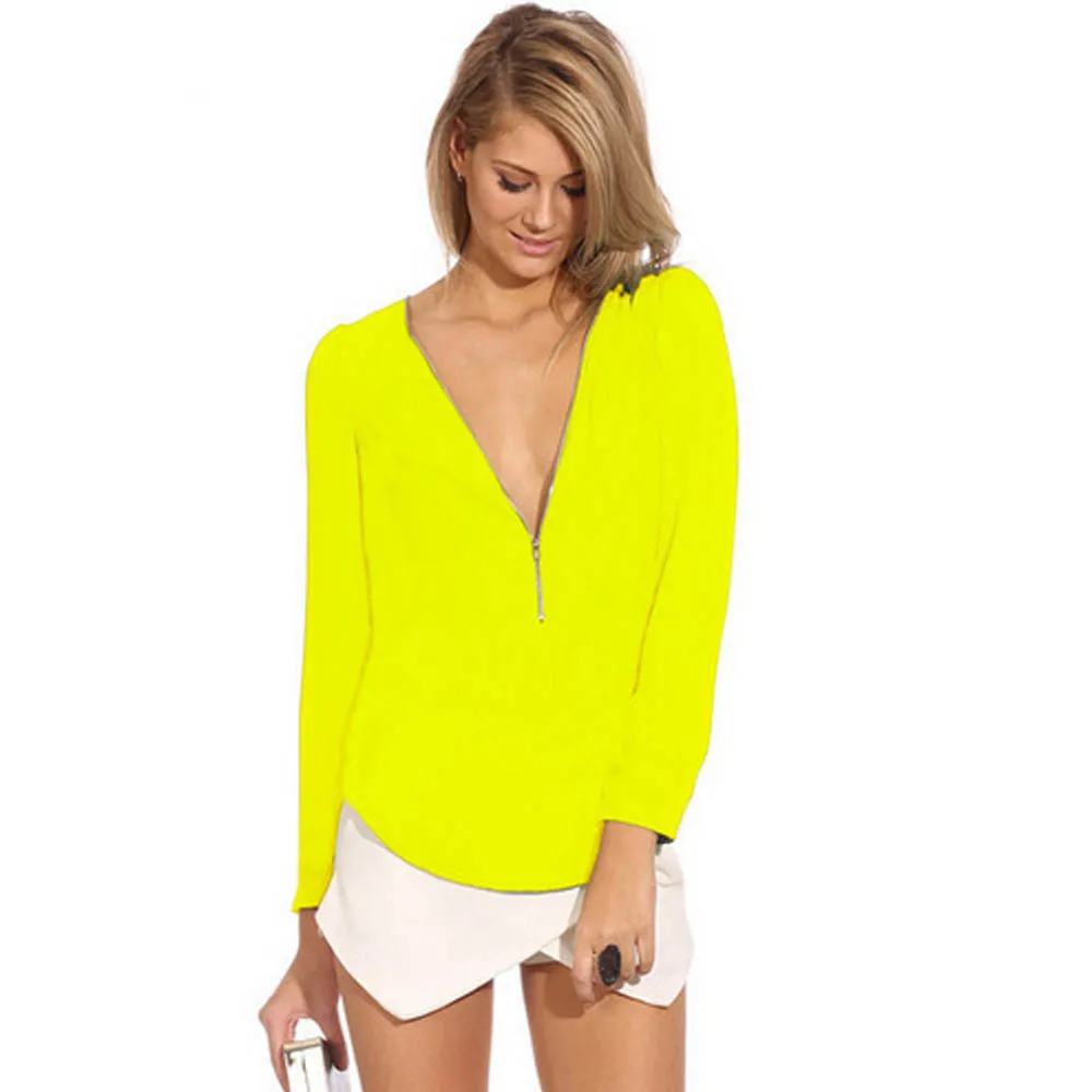 

Woman 2019 Fashion Mini Sexy Shirt V-neck Shirts Long Sleeve Blusa Feminina Plus Size Blusas Mujer Chiffon Blouse Women Blouses