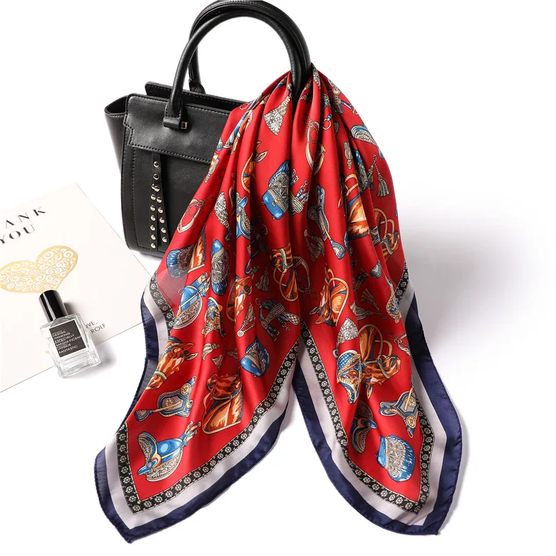 2019 New Women's Silk Scarf Square Headscarf Soft Shawls Wraps Fashion Print Small Office Scarf Hair Scarf Hijab Foulard Bandana