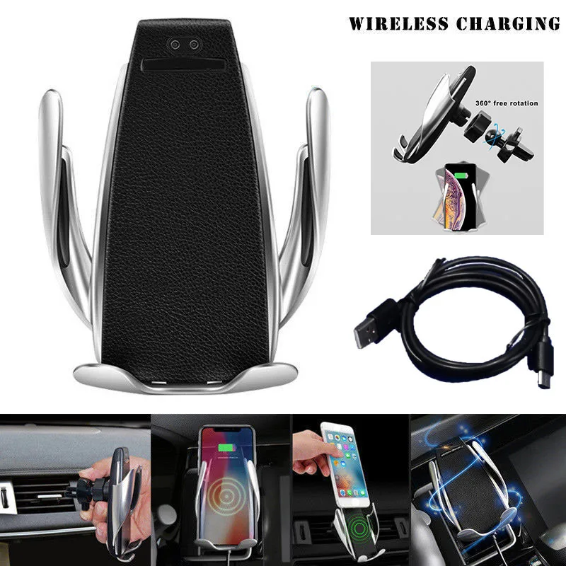 

Automatic Clamping Wireless Car Charger 10W Fast Charging Mount Holder Stand Clamp Smart Phone Type C Charger Auto-sensing New