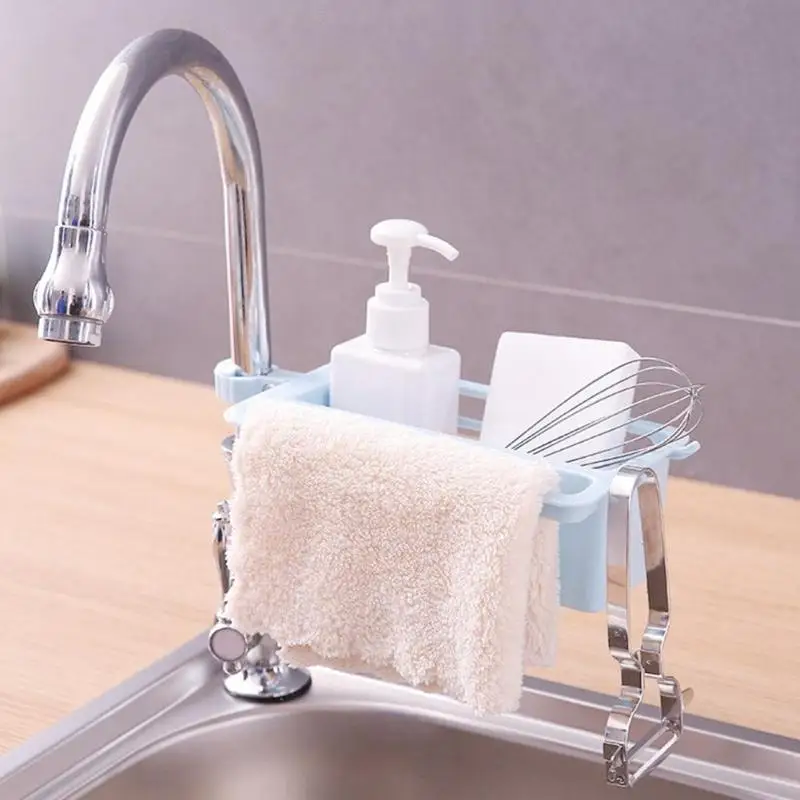 

Household Faucet Clip Drain Rack Hanging Holder Kitchen Sink Rag Holder Bathroom Soap Cloth Shelf Storage Box Basket Organizer