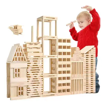 

100 pcs Log Set Creative Educational Building Blocks Construction Cabin Assembles Toy Wooden Toys