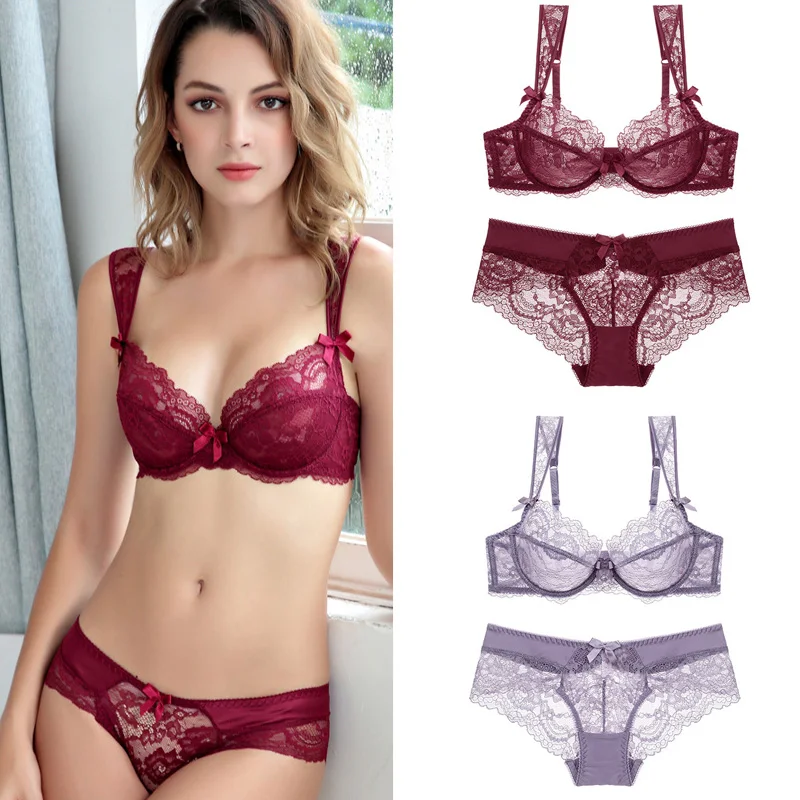 

Free shipping 2017 new arrival women's ultra-thin transparent lace bra set sexy bra breathable underwear high quality