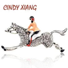 Женская брошь в виде жокея на лошади CINDY XIANG, интересное украшение с эмалью и стразами, модный аксессуар для платья, жакета, футболки, рубашки, отличный подарок
