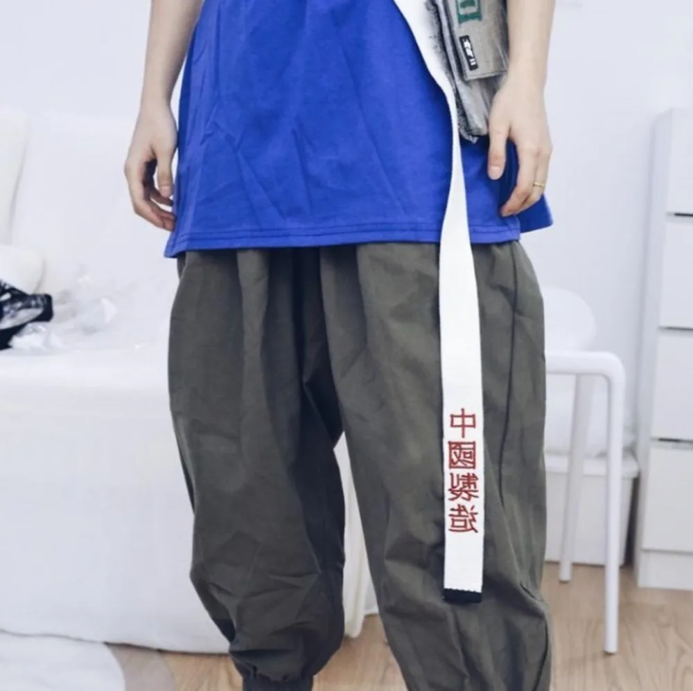 Харадзюку с вышивкой в виде китайских букв, длинный пояс для мужчин и женщин, пояс для улицы, винтажные ремни для брюк