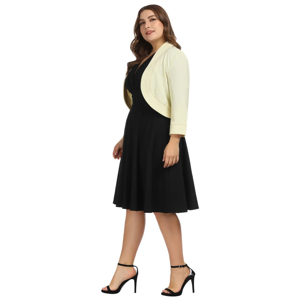 

Elegant Womens Plus Size 3/4 Sleeve Open Front Irregular Hem Shrug Bolero Tops