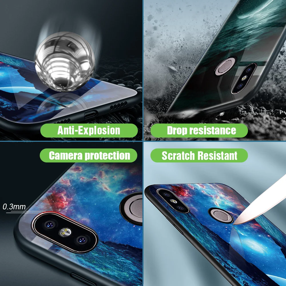 Luminous Glass Phone Case For Xiaomi Redmi Note 5 6 Pro 4X 6A Luxury Back Cover Case For Xiaomi Redmi 5 Plus Mi A1 A2 Lite Luminous Glass Phone Case For Xiaomi Redmi Note 5 6 Pro 4X 6A Luxury Back Cover Case For Xiaomi Redmi 5 Plus Mi A1 A2 Lite