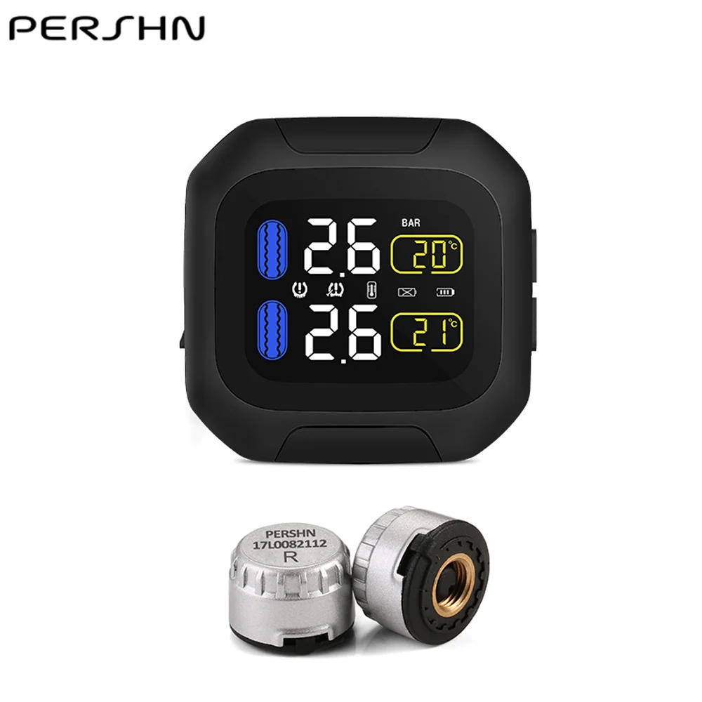 

Pershn M3 Wireless Motorcycle TPMS Tire Pressure Monitoring System Motorcycle Tire Pressure Sensor Universal 2 External Sensors