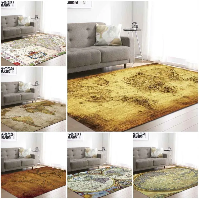 Large World Map Area Rug Vloerkleed Rugs for Bedroom Kids Baby Play Crawling Mat Memory Foam Carpet Living Room Home Decorative