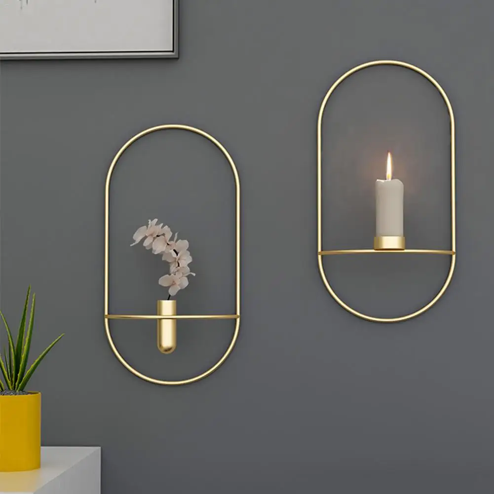 

3D Candle Holder Geometric Candlestick Metal Sconce Vase Wall Home Decoration Minimalist Interior Design Nordic Minimalist Style