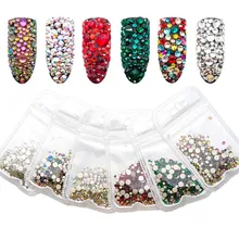 SS4~ SS20 смешанные стеклянные камни для ногтей золотые плоские с оборота стразы кристаллы для ногтей стеклянные стразы художественные украшения MJZ2126