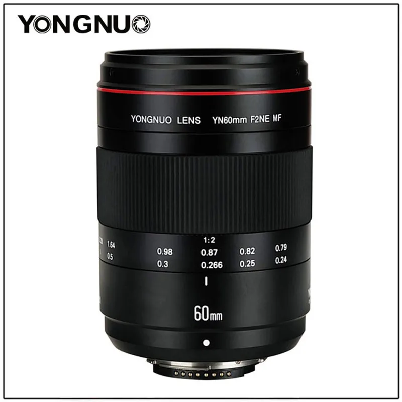 YONGNUO YN60mm F2Ne MF 0,234 m макро объектив ручной фокусировки с индикатором расстояния для Nikon D3400 D5600 D7500 D850 D5 DSLR камеры