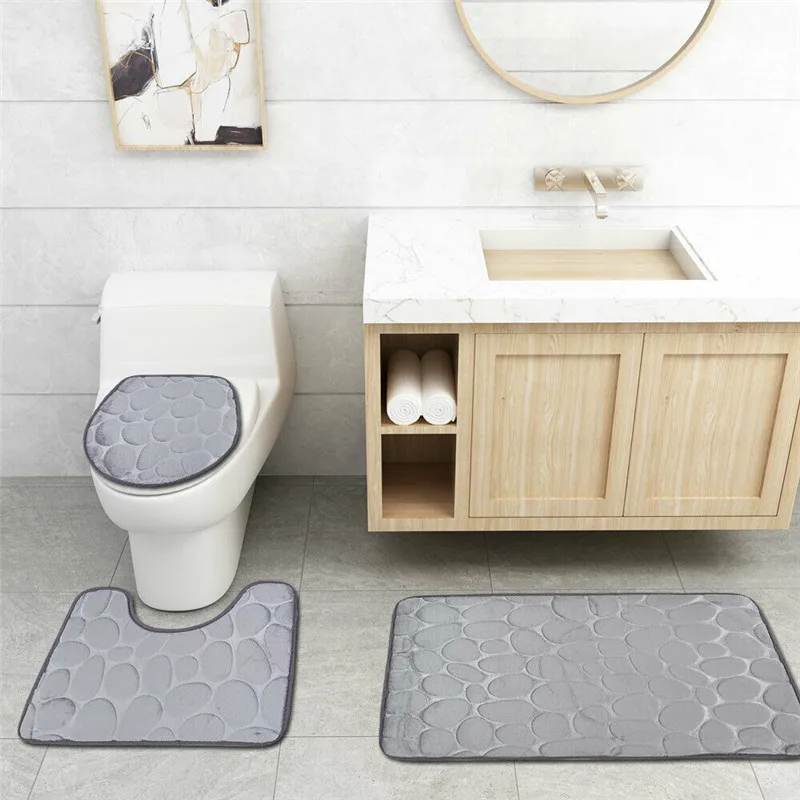 Brand New 3Pcs Set Bathroom Accessories Bath Mat Pedestal Rug Non-Slip Memory Plush Bathroom Toilet Seat Covers Brand New 3Pcs Set Bathroom Accessories Bath Mat Pedestal Rug Non-Slip Memory Plush Bathroom Toilet Seat Covers