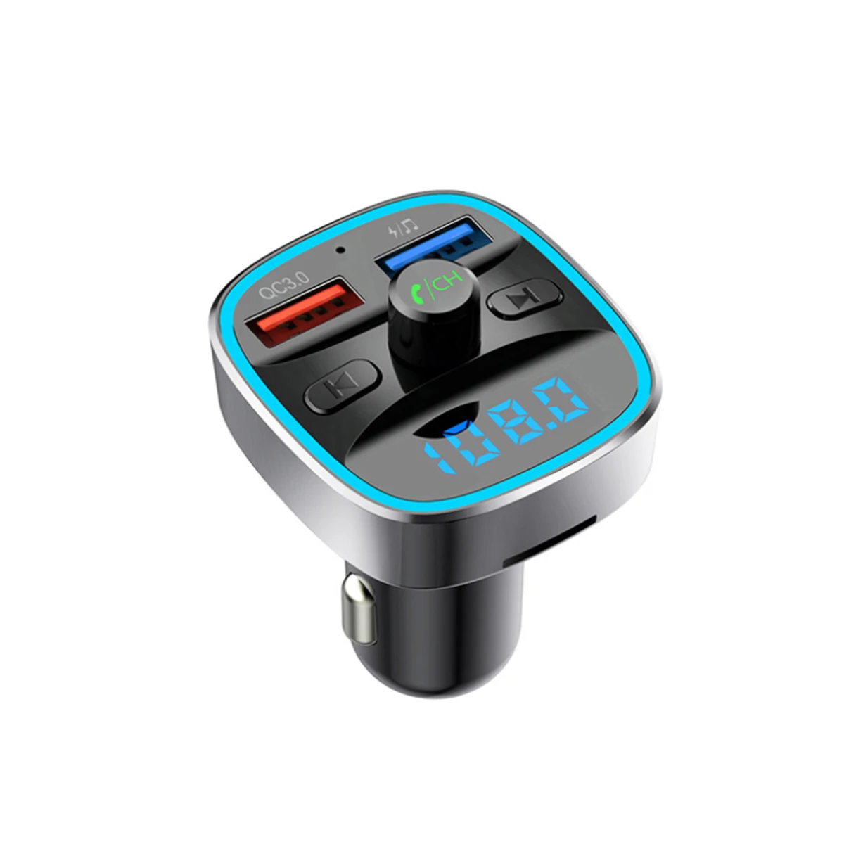 

Wireless Bluetooth 5.0 QC 3.0 Wireless Fast Car Charger Hands Free MP3 Player FM Transmitter TF Card Voice Navigation