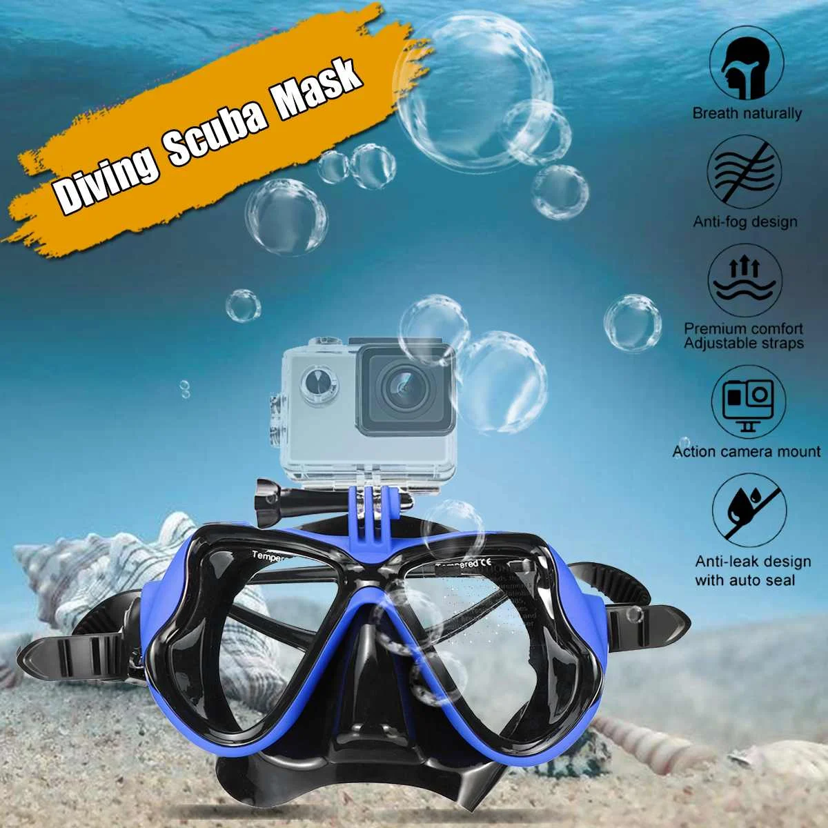 Professional Scuba Diving Mask Anti-fog Snorkel Swimming Goggles Glasses for GoPro Little ant Sports Camera Underwater Parts | Спорт и